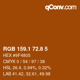 Código de color: RGB 159.1 72.8 5 | qconv.com