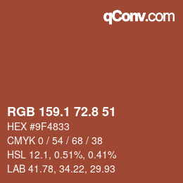 Color code: RGB 159.1 72.8 51 | qconv.com