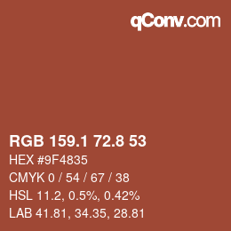 Color code: RGB 159.1 72.8 53 | qconv.com