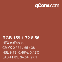 Color code: RGB 159.1 72.8 56 | qconv.com
