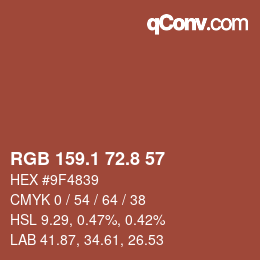 Color code: RGB 159.1 72.8 57 | qconv.com