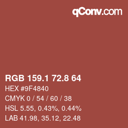 カラーコード: RGB 159.1 72.8 64 | qconv.com