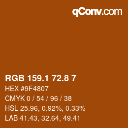 Color code: RGB 159.1 72.8 7 | qconv.com