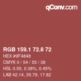 Código de color: RGB 159.1 72.8 72 | qconv.com