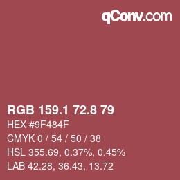 カラーコード: RGB 159.1 72.8 79 | qconv.com
