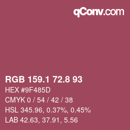 カラーコード: RGB 159.1 72.8 93 | qconv.com