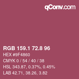 Farbcode: RGB 159.1 72.8 96 | qconv.com