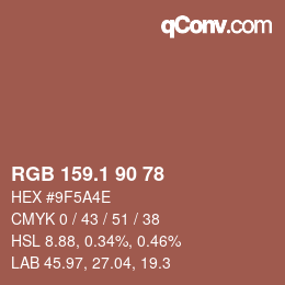 カラーコード: RGB 159.1 90 78 | qconv.com