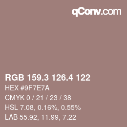 カラーコード: RGB 159.3 126.4 122 | qconv.com