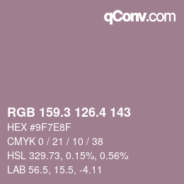 カラーコード: RGB 159.3 126.4 143 | qconv.com