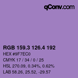 カラーコード: RGB 159.3 126.4 192 | qconv.com