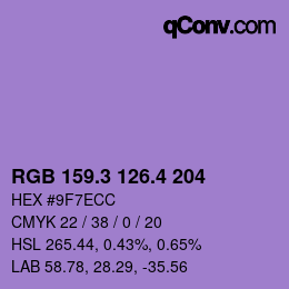 カラーコード: RGB 159.3 126.4 204 | qconv.com