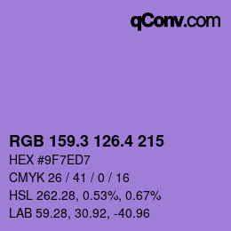 カラーコード: RGB 159.3 126.4 215 | qconv.com