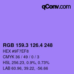 カラーコード: RGB 159.3 126.4 248 | qconv.com