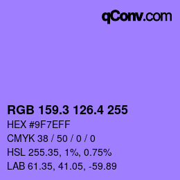 カラーコード: RGB 159.3 126.4 255 | qconv.com