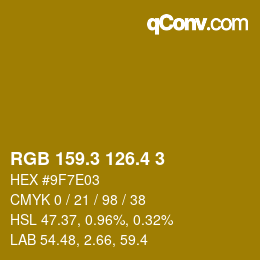 カラーコード: RGB 159.3 126.4 3 | qconv.com