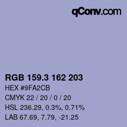 カラーコード: RGB 159.3 162 203 | qconv.com