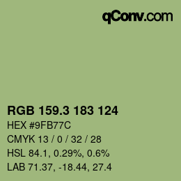 カラーコード: RGB 159.3 183 124 | qconv.com