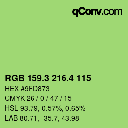 カラーコード: RGB 159.3 216.4 115 | qconv.com