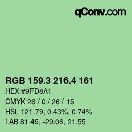カラーコード: RGB 159.3 216.4 161 | qconv.com