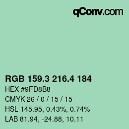 カラーコード: RGB 159.3 216.4 184 | qconv.com