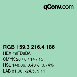カラーコード: RGB 159.3 216.4 186 | qconv.com