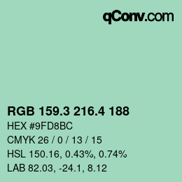 カラーコード: RGB 159.3 216.4 188 | qconv.com