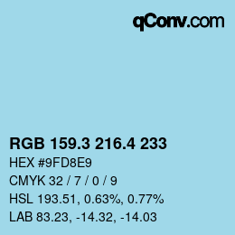 カラーコード: RGB 159.3 216.4 233 | qconv.com