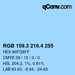 カラーコード: RGB 159.3 216.4 255 | qconv.com