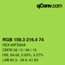 カラーコード: RGB 159.3 216.4 74 | qconv.com