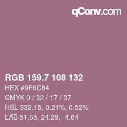 カラーコード: RGB 159.7 108 132 | qconv.com