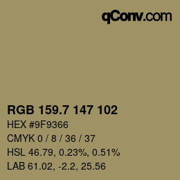 カラーコード: RGB 159.7 147 102 | qconv.com