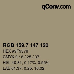 カラーコード: RGB 159.7 147 120 | qconv.com
