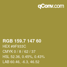 カラーコード: RGB 159.7 147 60 | qconv.com