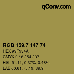 カラーコード: RGB 159.7 147 74 | qconv.com
