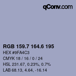 カラーコード: RGB 159.7 164.6 195 | qconv.com