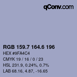 カラーコード: RGB 159.7 164.6 196 | qconv.com