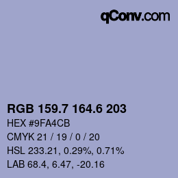 カラーコード: RGB 159.7 164.6 203 | qconv.com