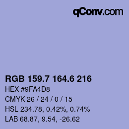 カラーコード: RGB 159.7 164.6 216 | qconv.com