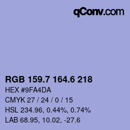 カラーコード: RGB 159.7 164.6 218 | qconv.com