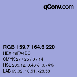 カラーコード: RGB 159.7 164.6 220 | qconv.com