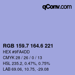 カラーコード: RGB 159.7 164.6 221 | qconv.com