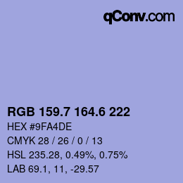 カラーコード: RGB 159.7 164.6 222 | qconv.com