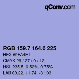 カラーコード: RGB 159.7 164.6 225 | qconv.com