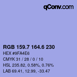 カラーコード: RGB 159.7 164.6 230 | qconv.com