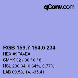 カラーコード: RGB 159.7 164.6 234 | qconv.com