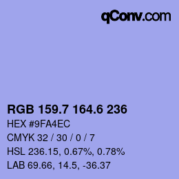 カラーコード: RGB 159.7 164.6 236 | qconv.com