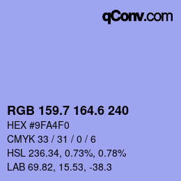 カラーコード: RGB 159.7 164.6 240 | qconv.com