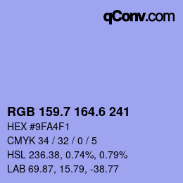カラーコード: RGB 159.7 164.6 241 | qconv.com