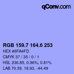 カラーコード: RGB 159.7 164.6 253 | qconv.com